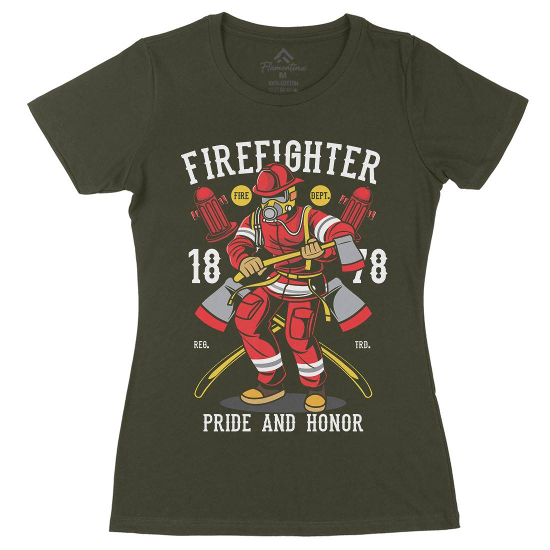 Fire Fighter Womens Organic Crew Neck T-Shirt Firefighters C358