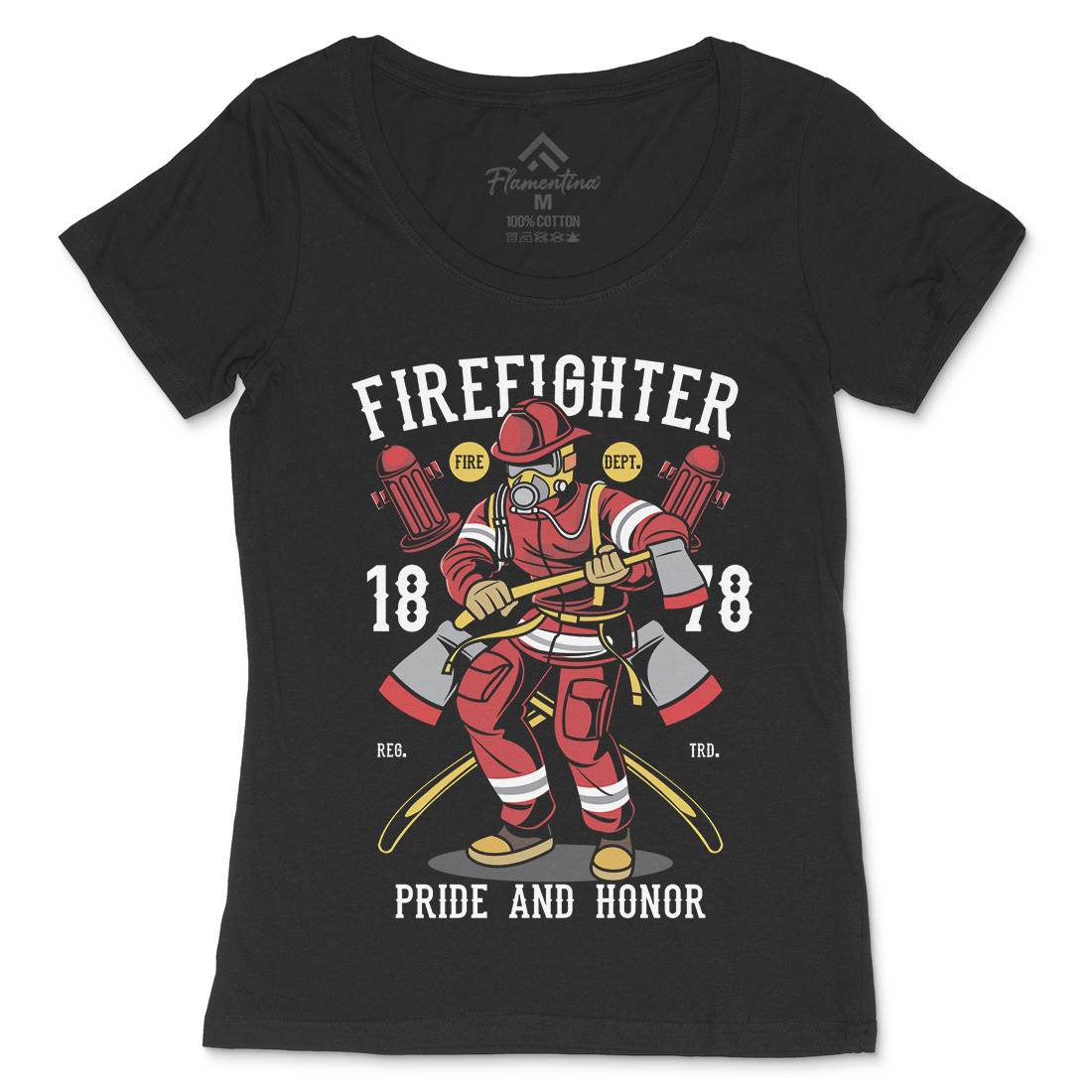 Fire Fighter Womens Scoop Neck T-Shirt Firefighters C358