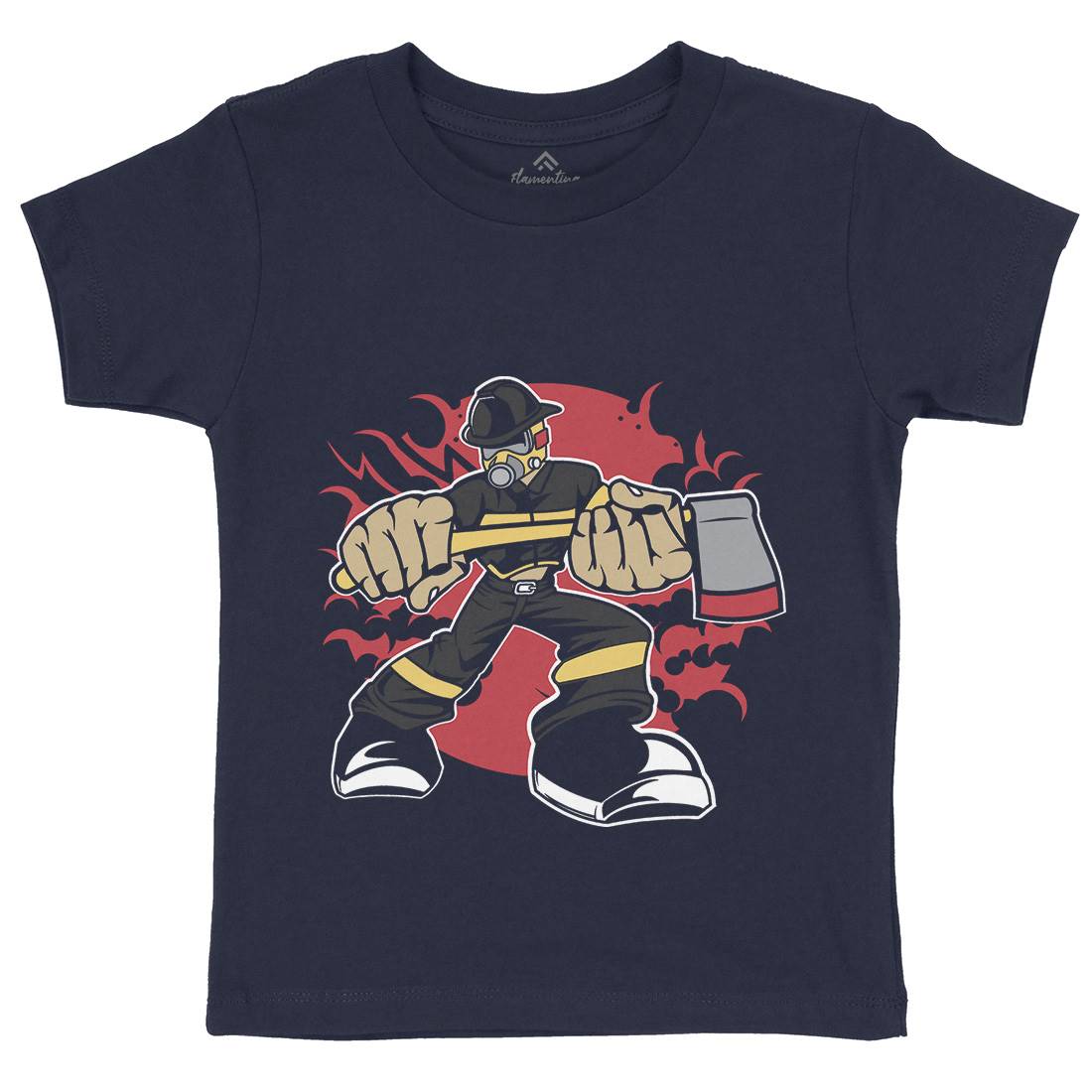 Fireman Kids Organic Crew Neck T-Shirt Firefighters C359