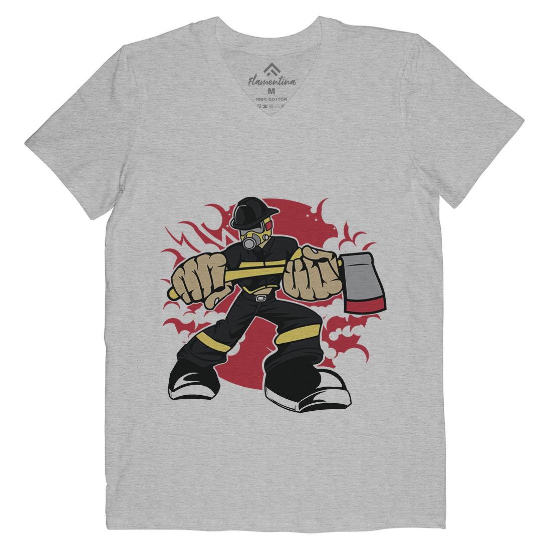 Fireman Mens Organic V-Neck T-Shirt Firefighters C359