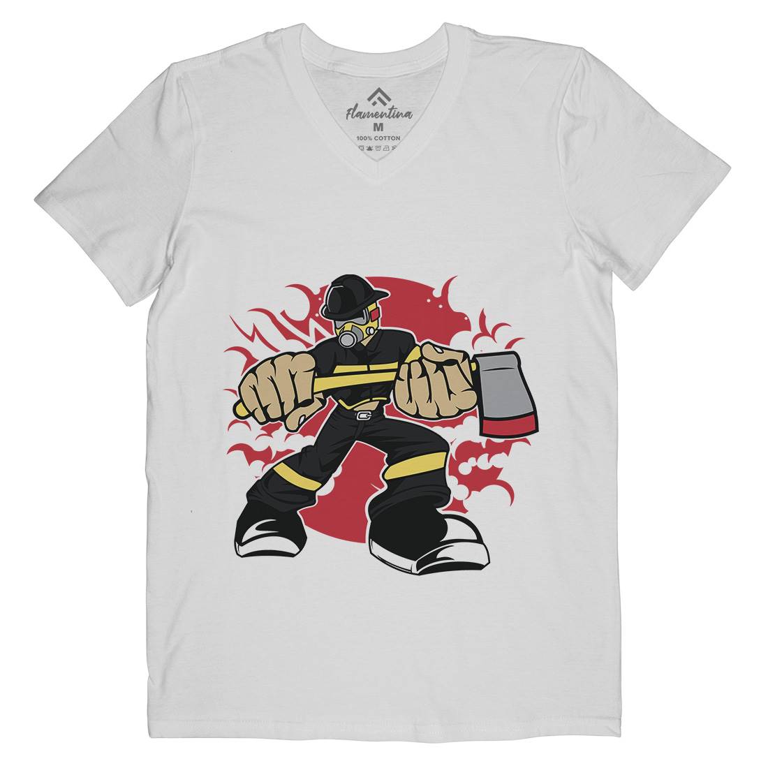 Fireman Mens V-Neck T-Shirt Firefighters C359