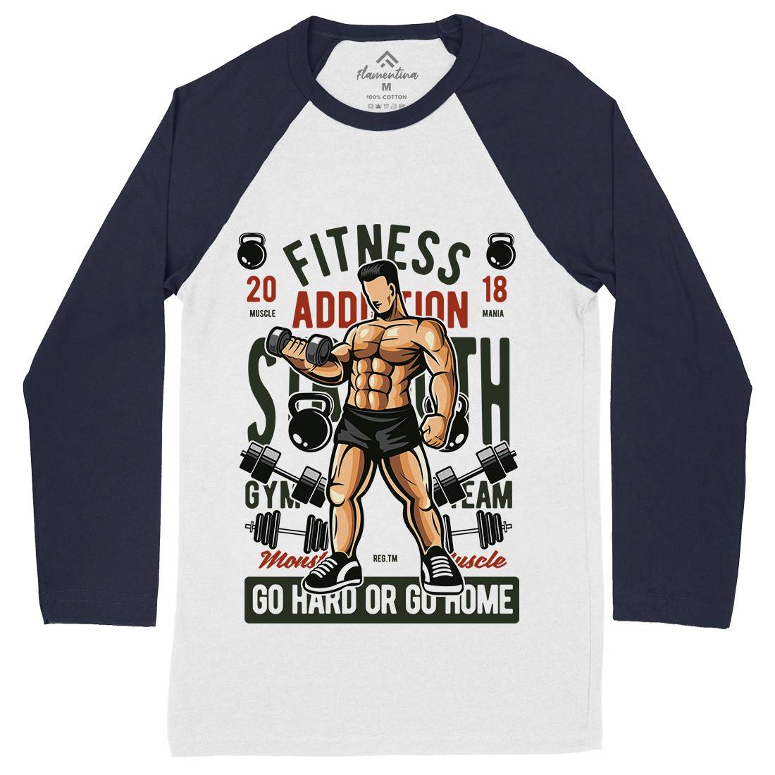 Fitness Addiction Mens Long Sleeve Baseball T-Shirt Gym C360