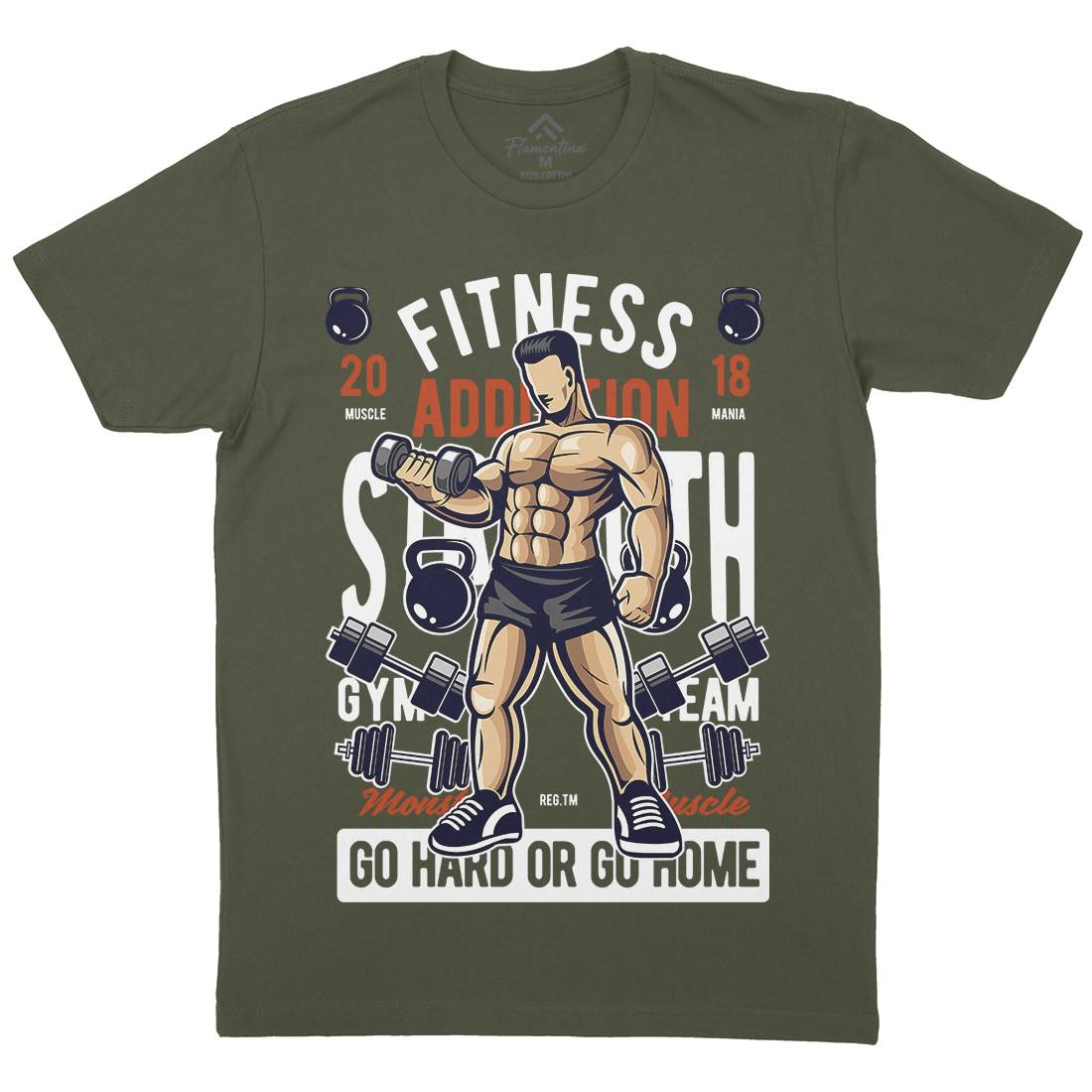 Fitness Addiction Mens Organic Crew Neck T-Shirt Gym C360