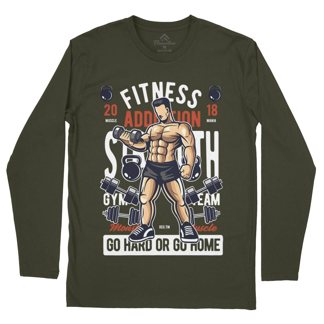 Fitness Addiction Mens Long Sleeve T-Shirt Gym C360