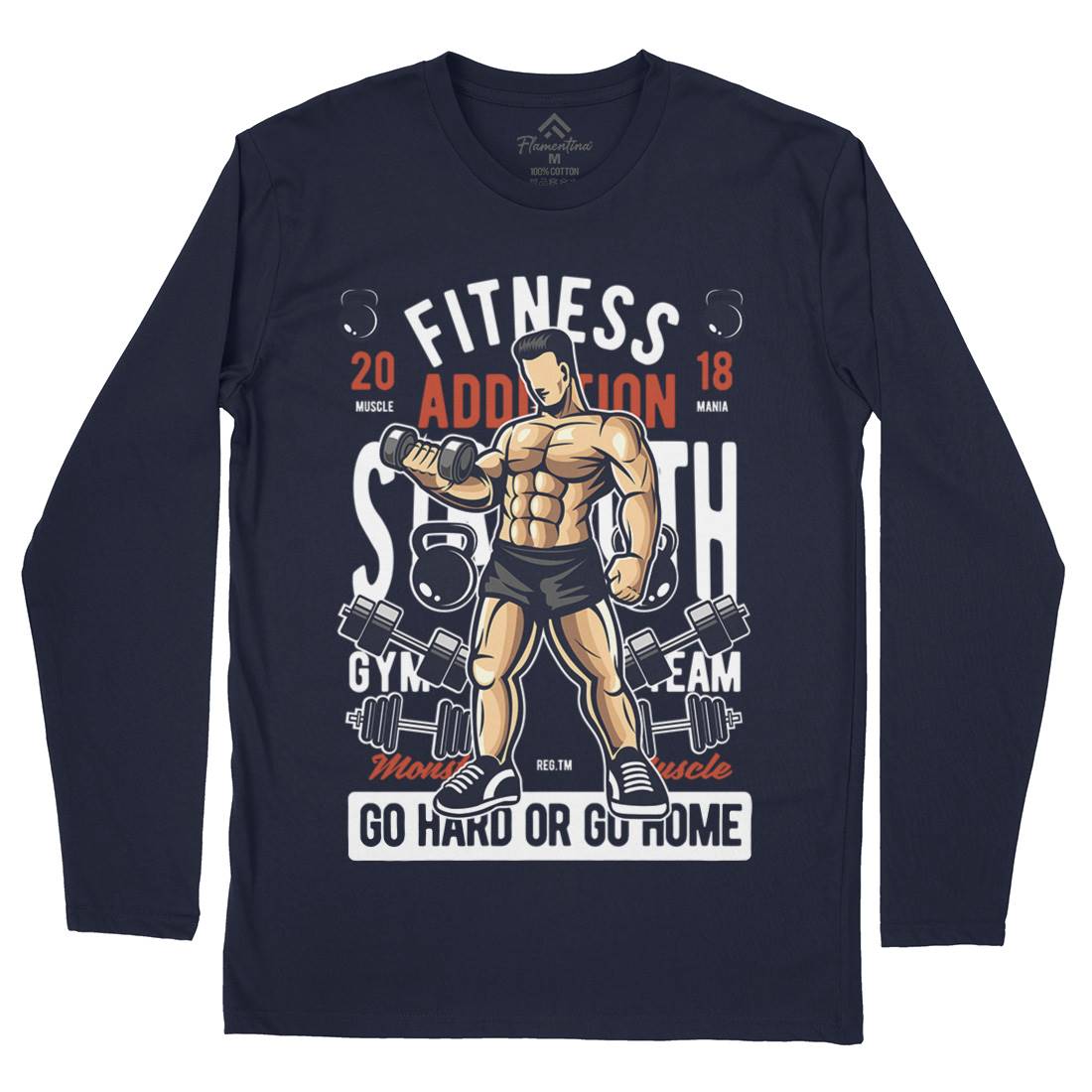 Fitness Addiction Mens Long Sleeve T-Shirt Gym C360