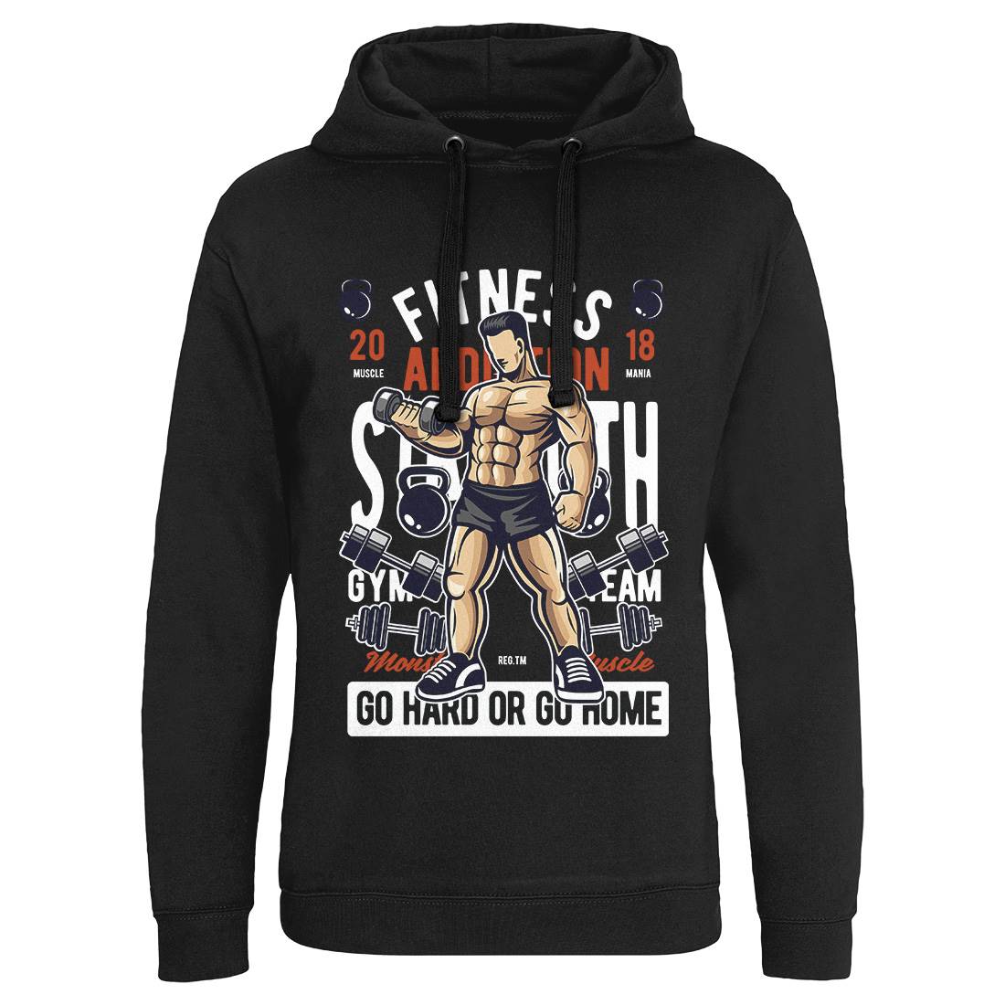 Fitness Addiction Mens Hoodie Without Pocket Gym C360