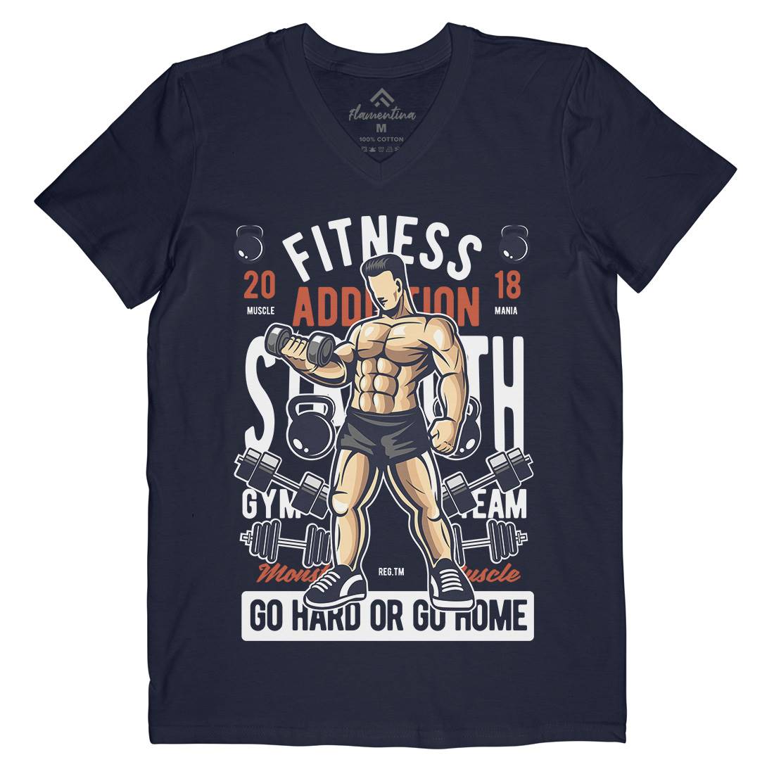 Fitness Addiction Mens V-Neck T-Shirt Gym C360