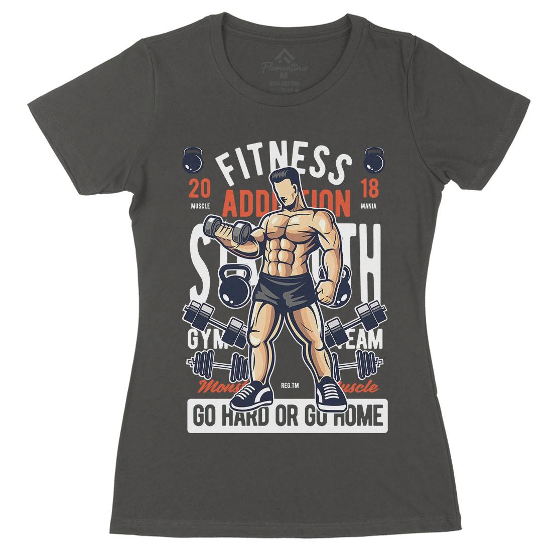 Fitness Addiction Womens Organic Crew Neck T-Shirt Gym C360