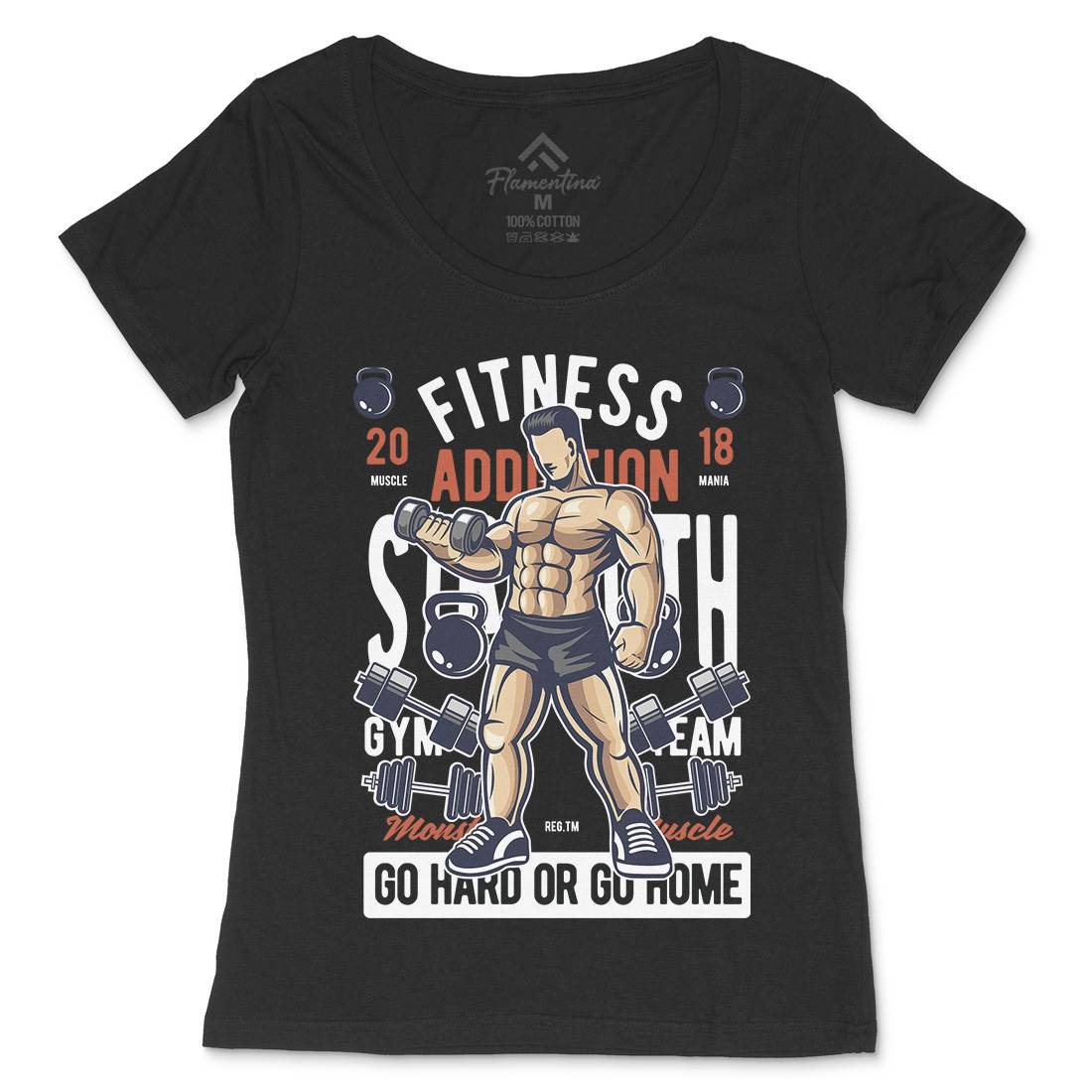 Fitness Addiction Womens Scoop Neck T-Shirt Gym C360