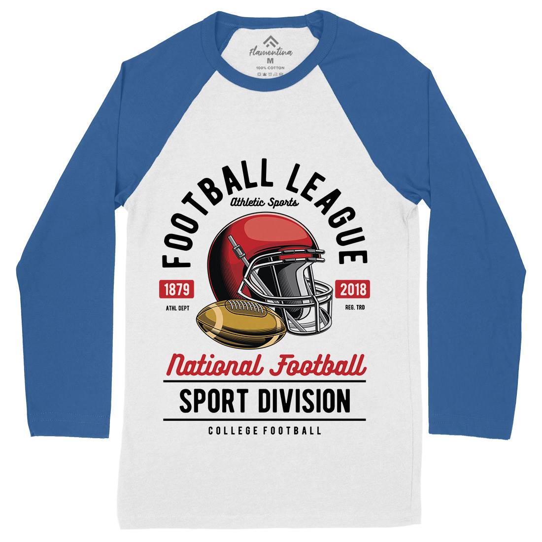 Football League Mens Long Sleeve Baseball T-Shirt Sport C361