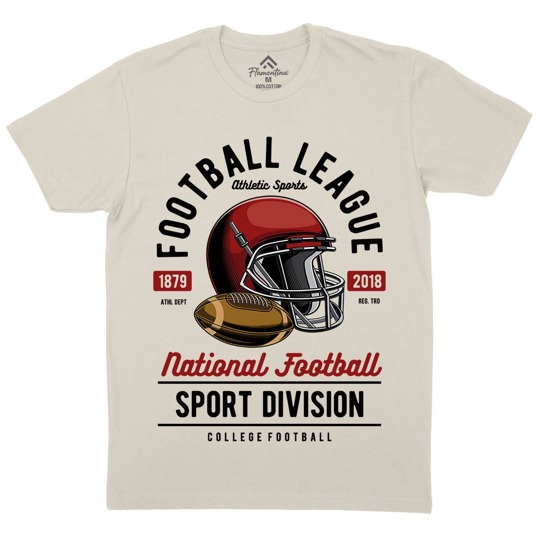 Football League Mens Organic Crew Neck T-Shirt Sport C361