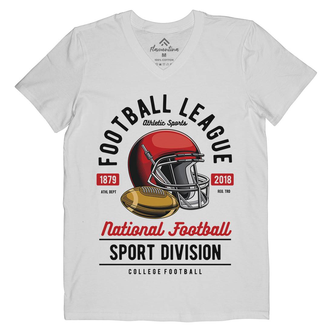 Football League Mens Organic V-Neck T-Shirt Sport C361
