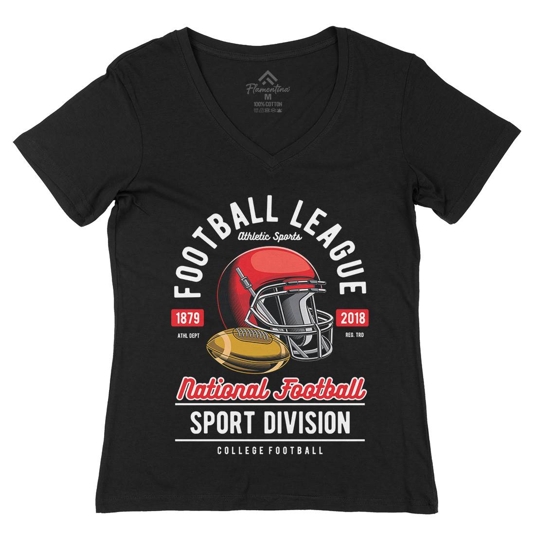 Football League Womens Organic V-Neck T-Shirt Sport C361