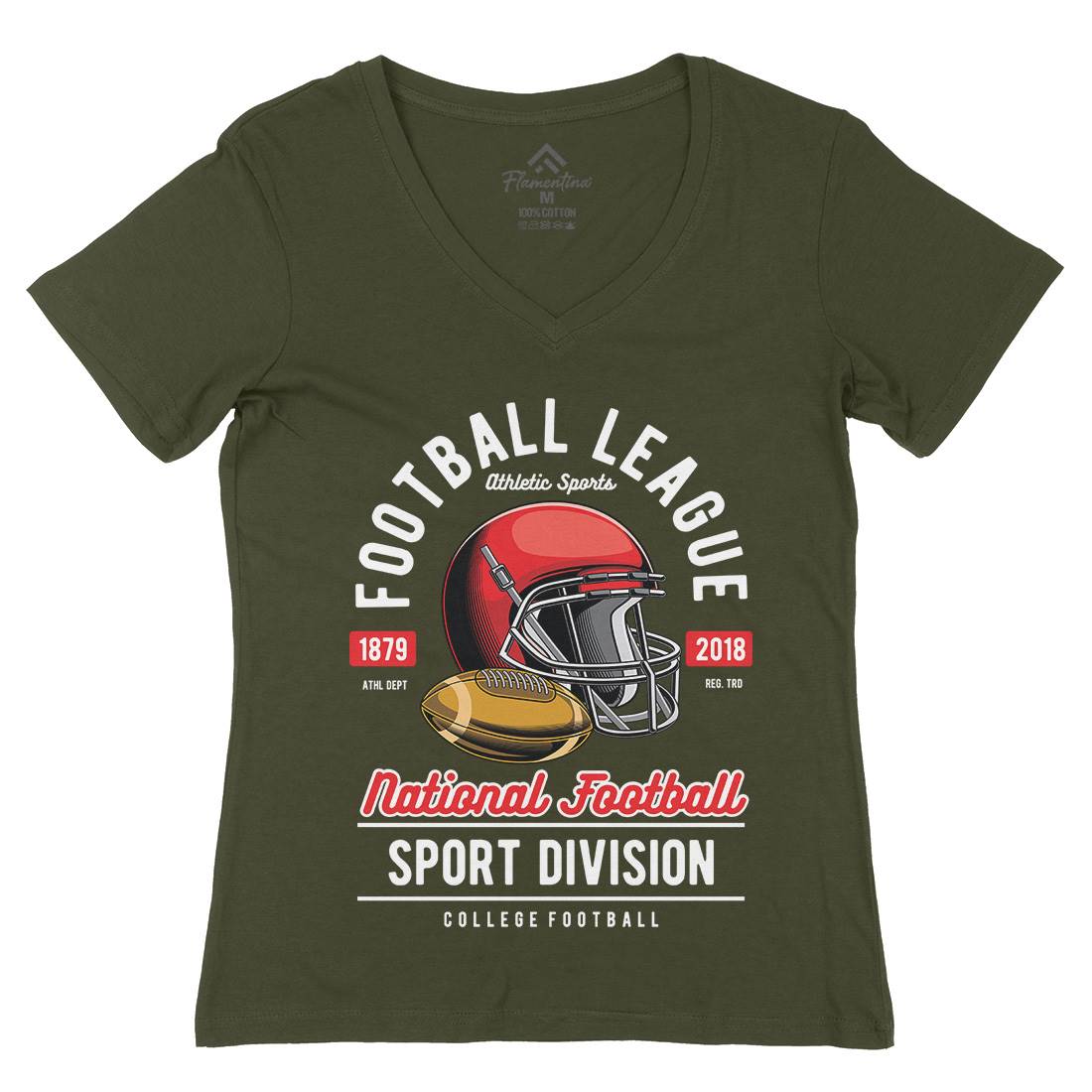 Football League Womens Organic V-Neck T-Shirt Sport C361