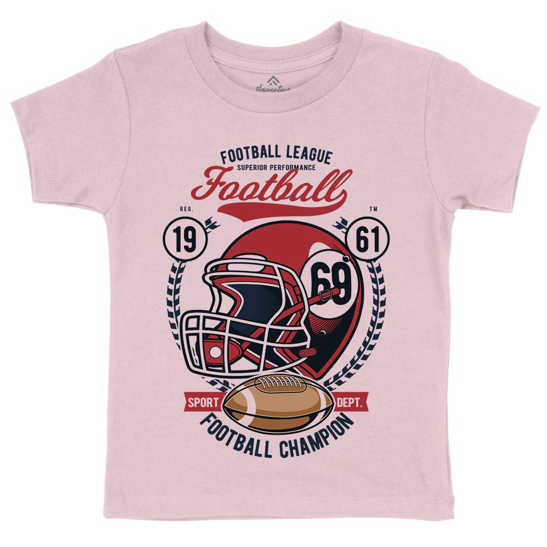 Football League Helmet Kids Crew Neck T-Shirt Sport C362