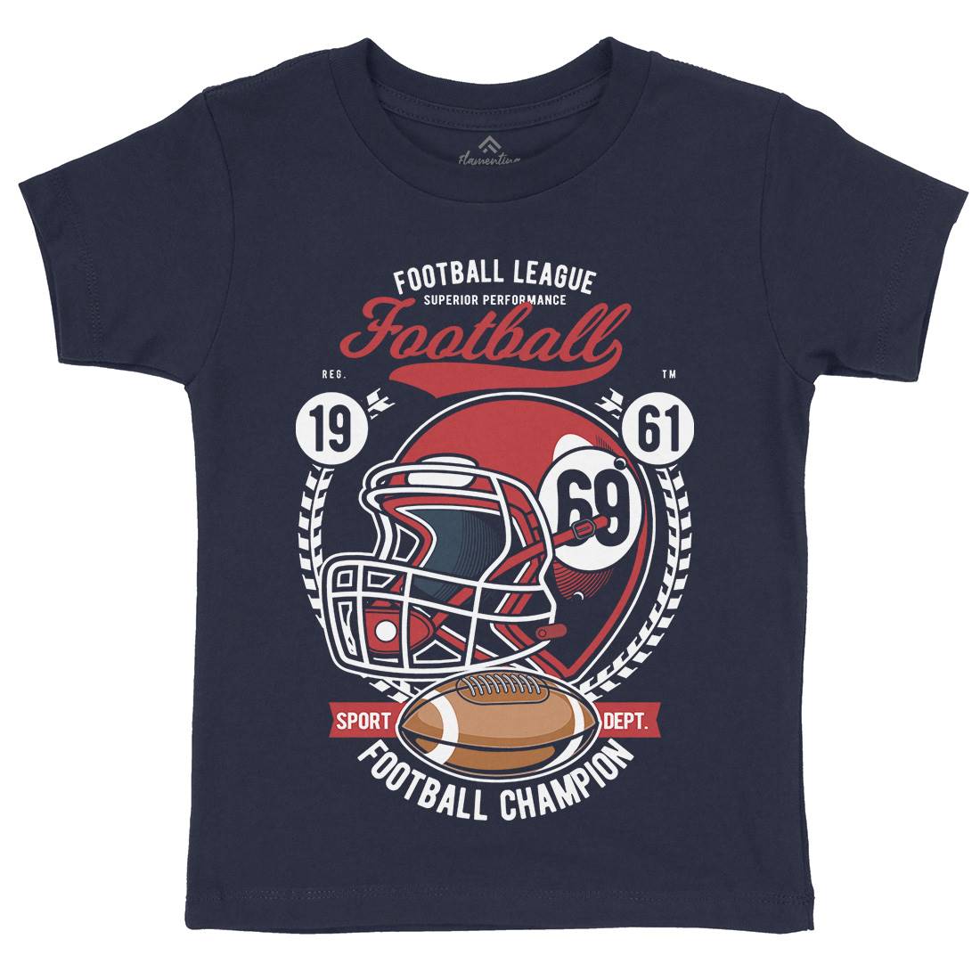 Football League Helmet Kids Crew Neck T-Shirt Sport C362