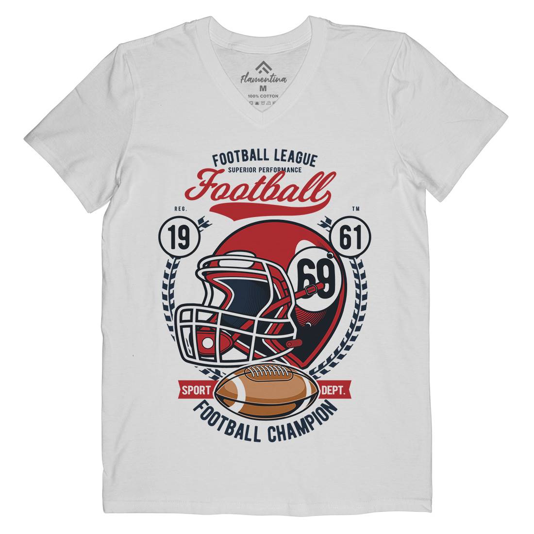 Football League Helmet Mens V-Neck T-Shirt Sport C362
