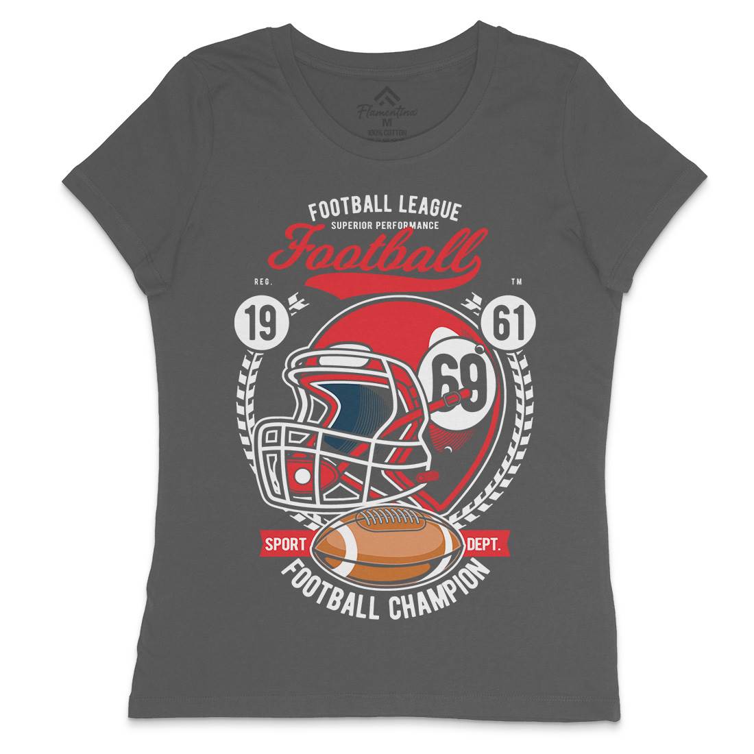 Football League Helmet Womens Crew Neck T-Shirt Sport C362