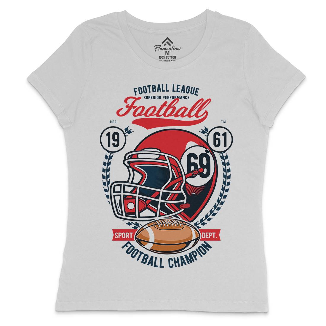 Football League Helmet Womens Crew Neck T-Shirt Sport C362
