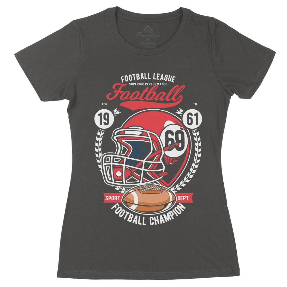 Football League Helmet Womens Organic Crew Neck T-Shirt Sport C362