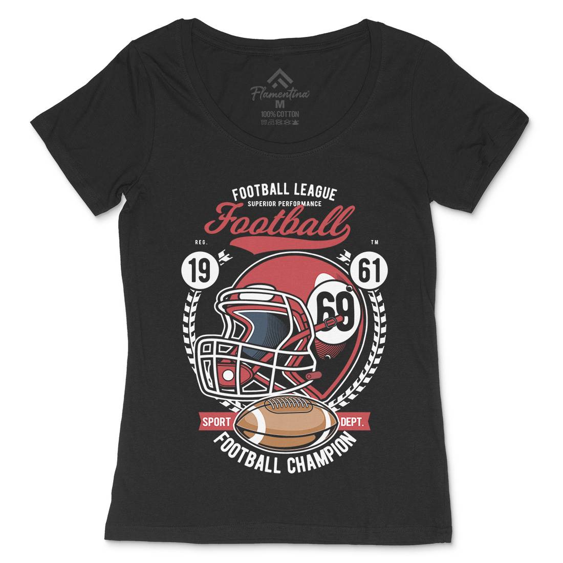 Football League Helmet Womens Scoop Neck T-Shirt Sport C362