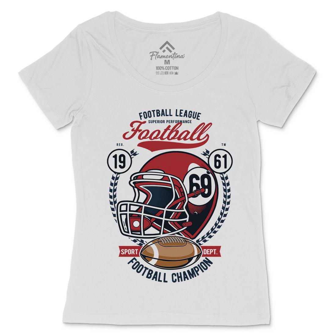 Football League Helmet Womens Scoop Neck T-Shirt Sport C362