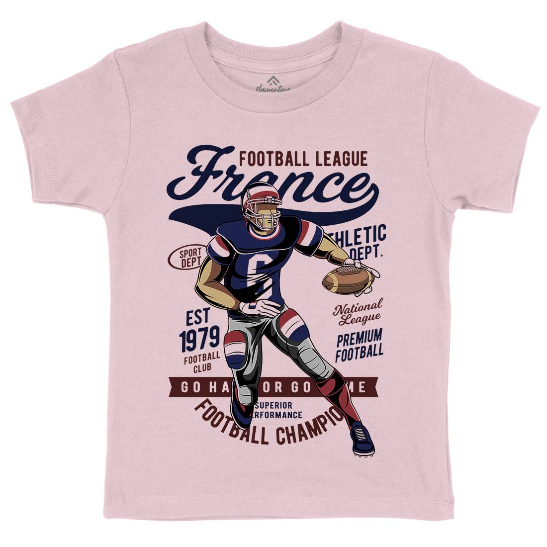 France Football Kids Organic Crew Neck T-Shirt Sport C363