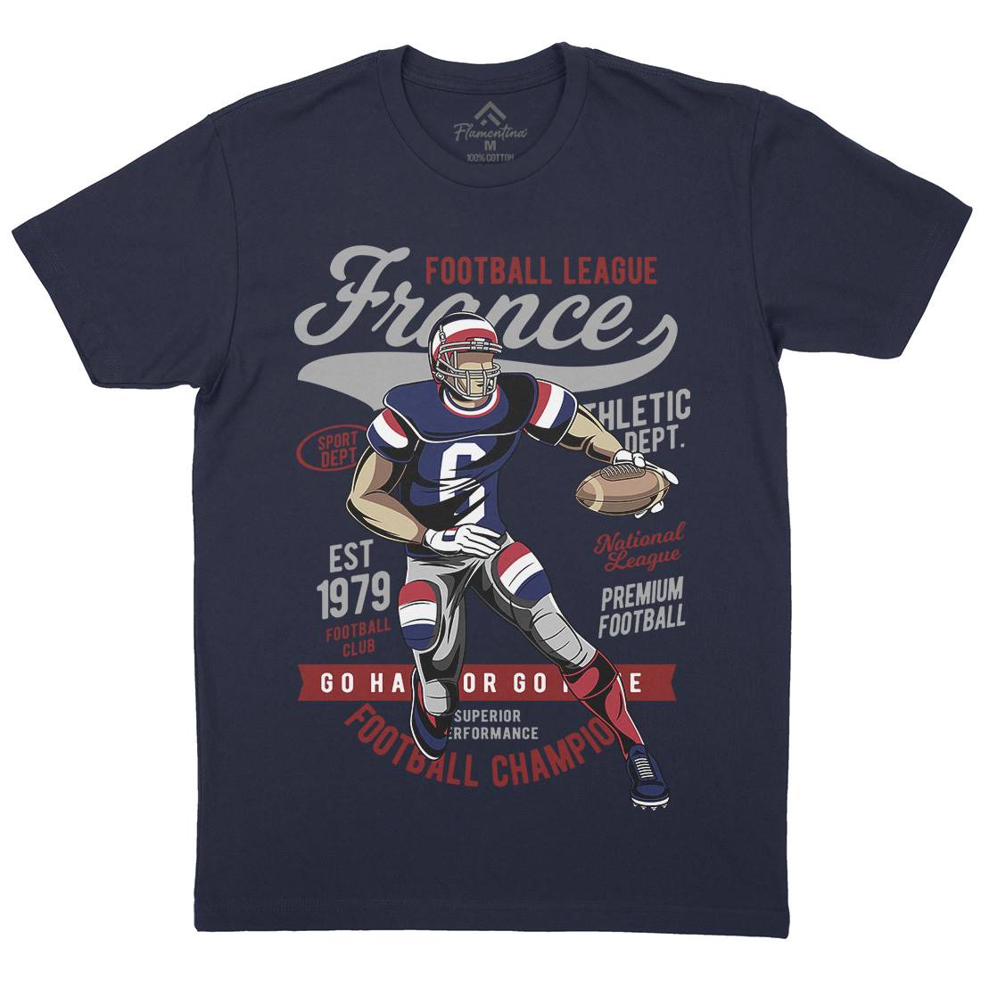 France Football Mens Organic Crew Neck T-Shirt Sport C363