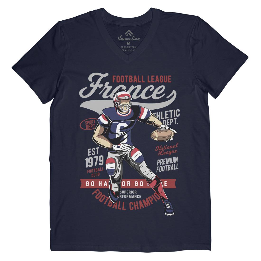 France Football Mens V-Neck T-Shirt Sport C363