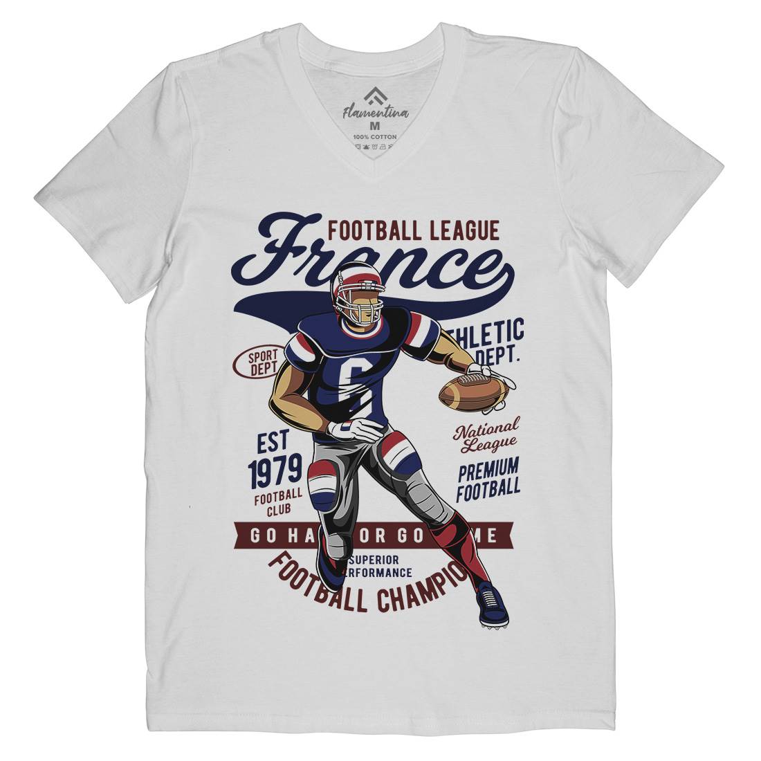 France Football Mens V-Neck T-Shirt Sport C363