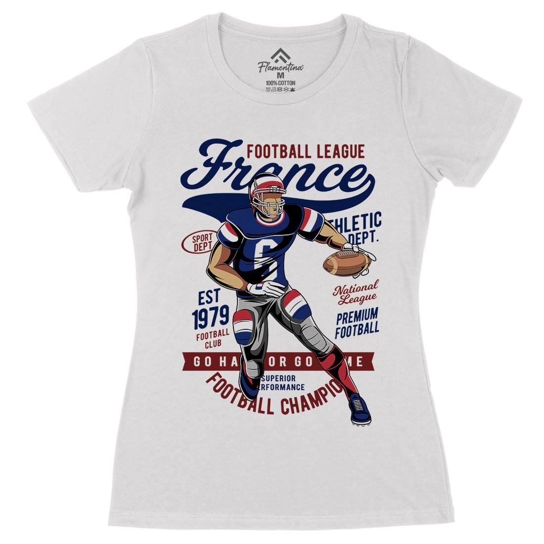 France Football Womens Organic Crew Neck T-Shirt Sport C363