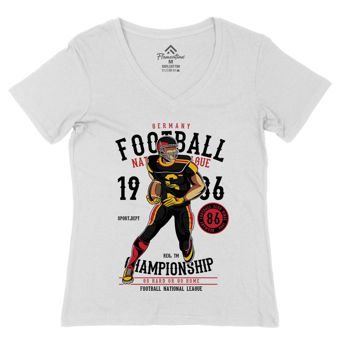 Germany Football Player Womens Organic V-Neck T-Shirt Sport C364