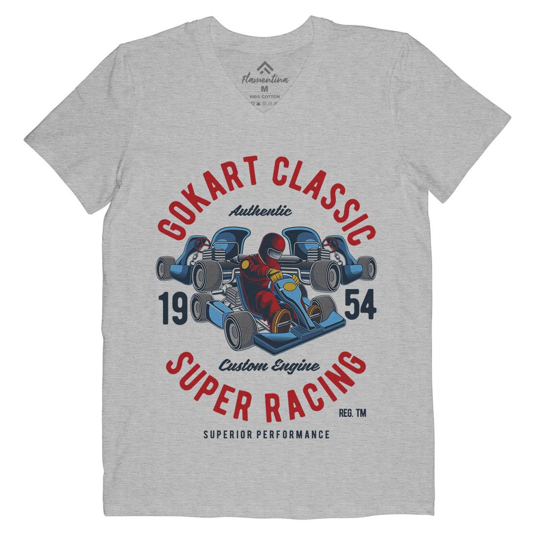 Go-Kart Classic Mens Organic V-Neck T-Shirt Sport C366