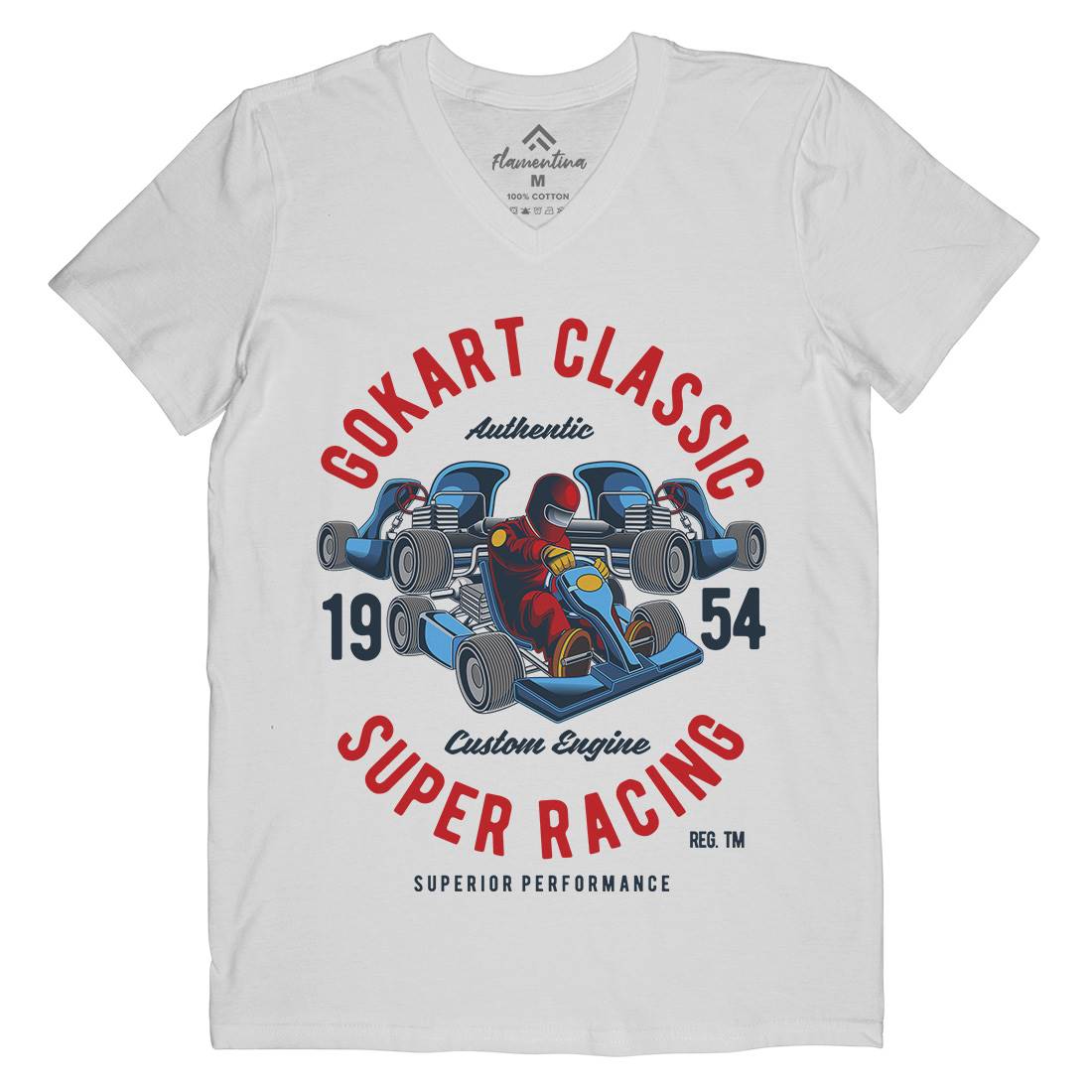 Go-Kart Classic Mens Organic V-Neck T-Shirt Sport C366