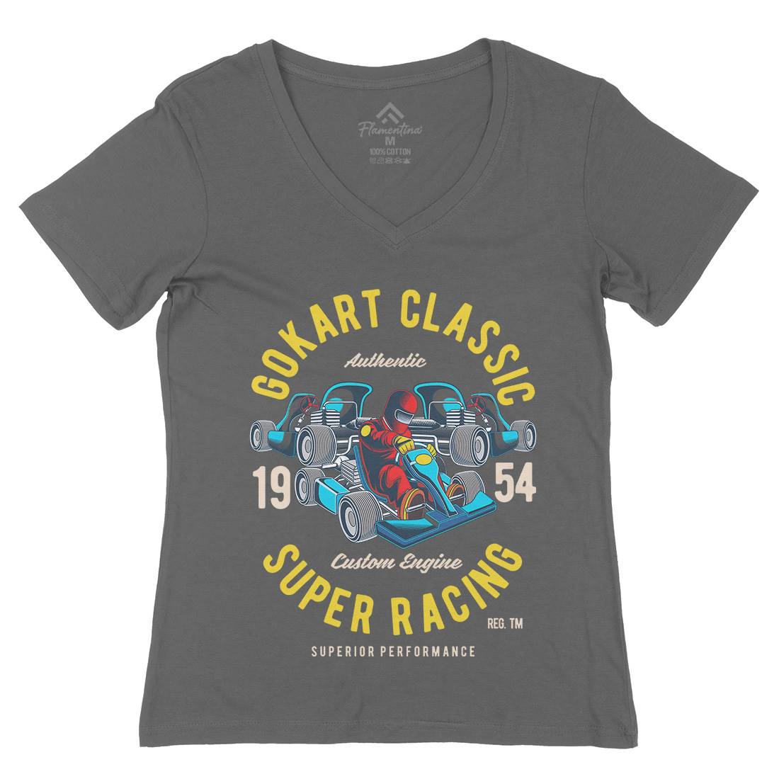 Go-Kart Classic Womens Organic V-Neck T-Shirt Sport C366