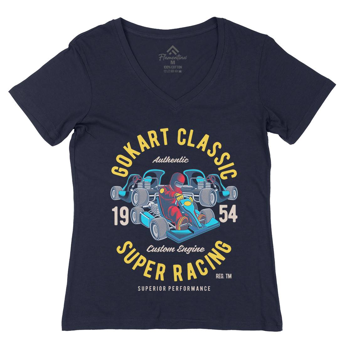 Go-Kart Classic Womens Organic V-Neck T-Shirt Sport C366