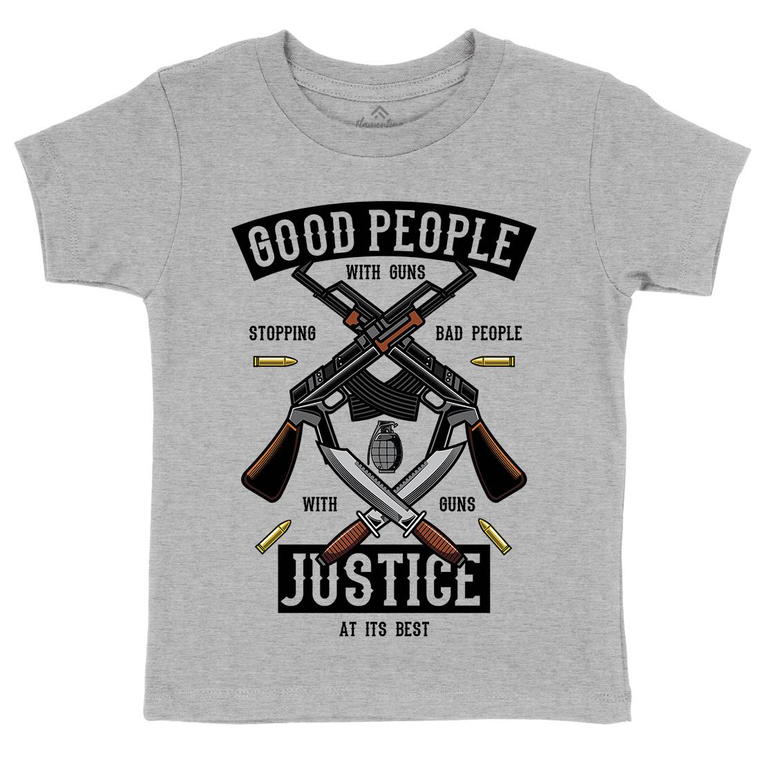 Good People With Guns Kids Crew Neck T-Shirt American C367