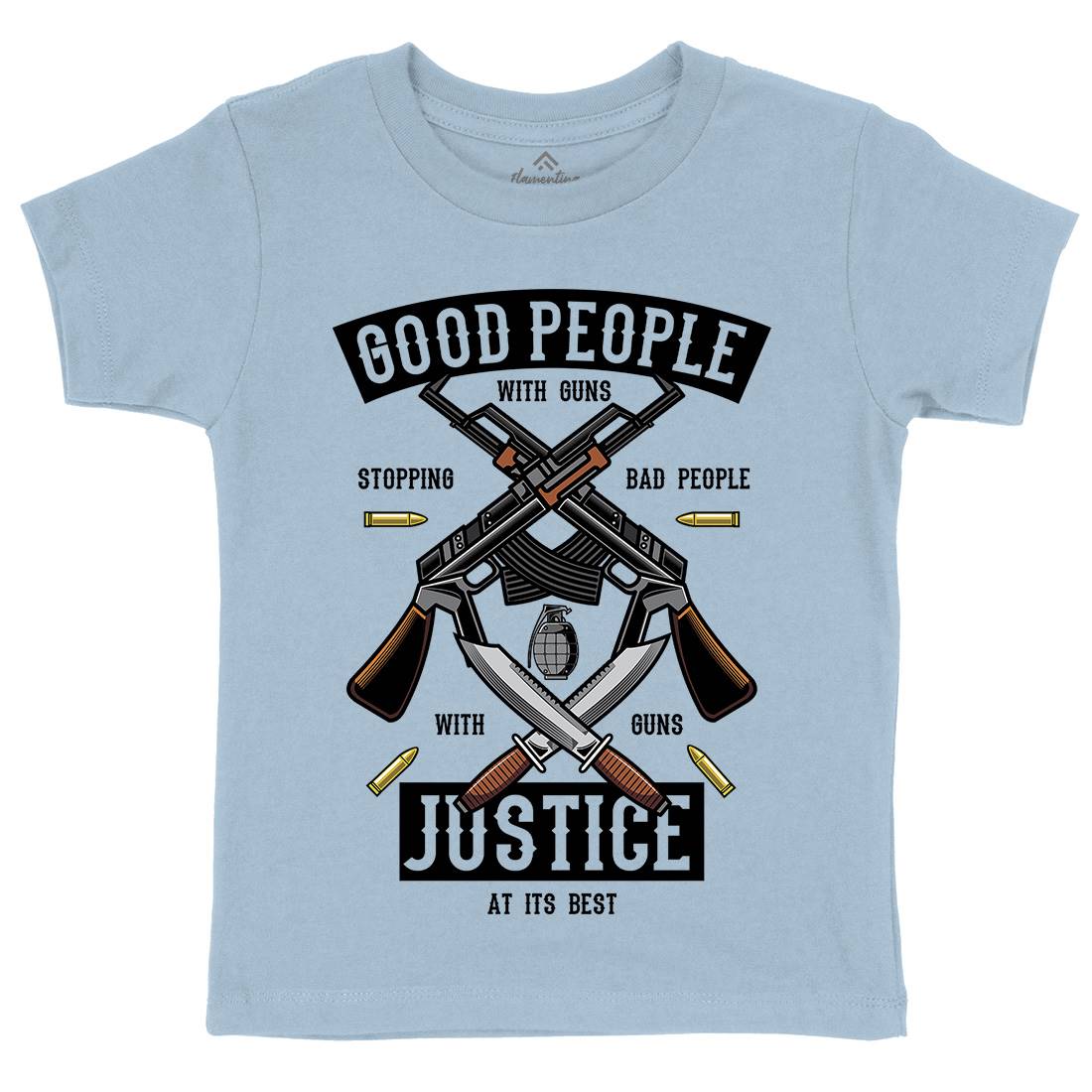 Good People With Guns Kids Crew Neck T-Shirt American C367