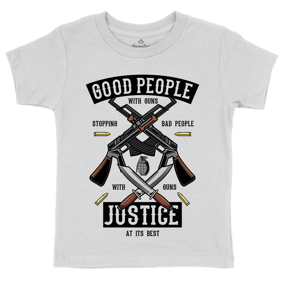 Good People With Guns Kids Organic Crew Neck T-Shirt American C367