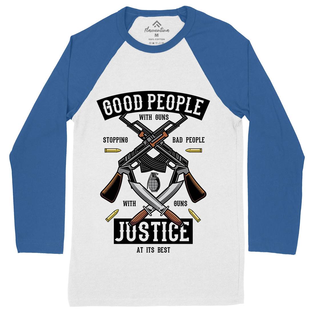 Good People With Guns Mens Long Sleeve Baseball T-Shirt American C367