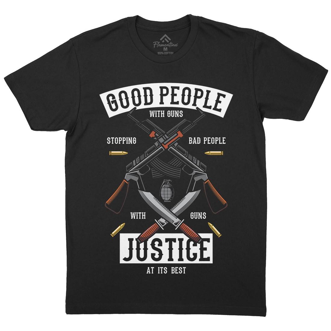 Good People With Guns Mens Crew Neck T-Shirt American C367