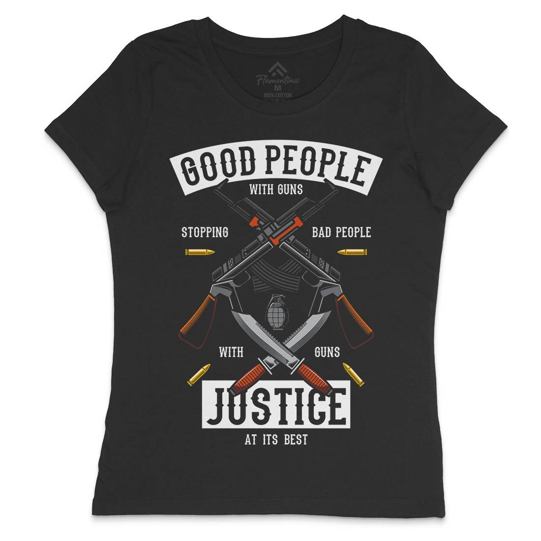 Good People With Guns Womens Crew Neck T-Shirt American C367