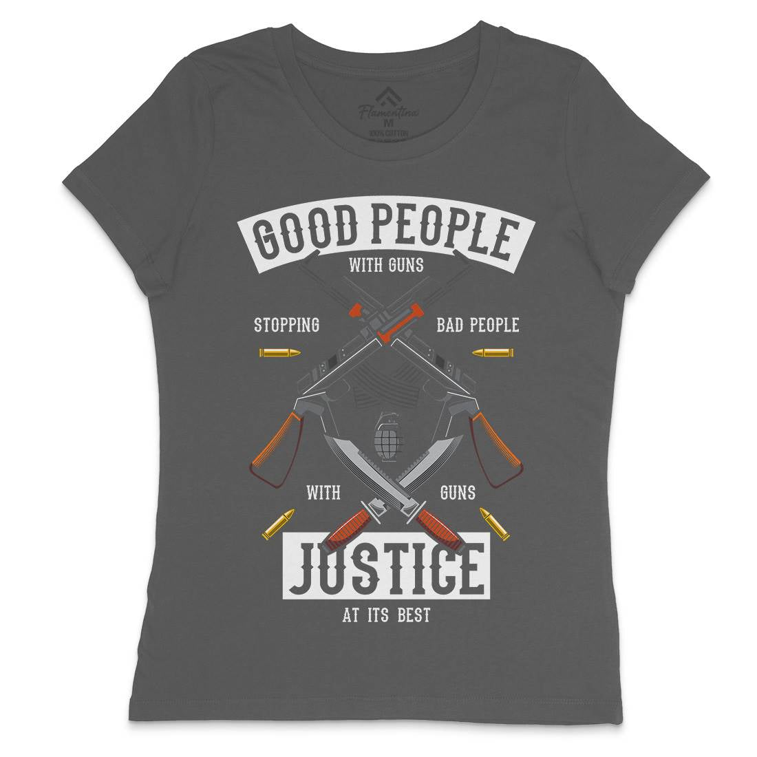 Good People With Guns Womens Crew Neck T-Shirt American C367