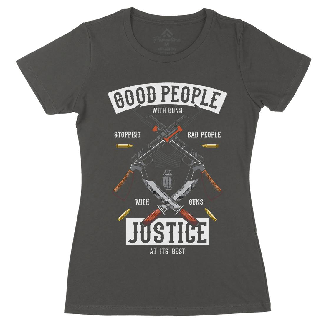 Good People With Guns Womens Organic Crew Neck T-Shirt American C367