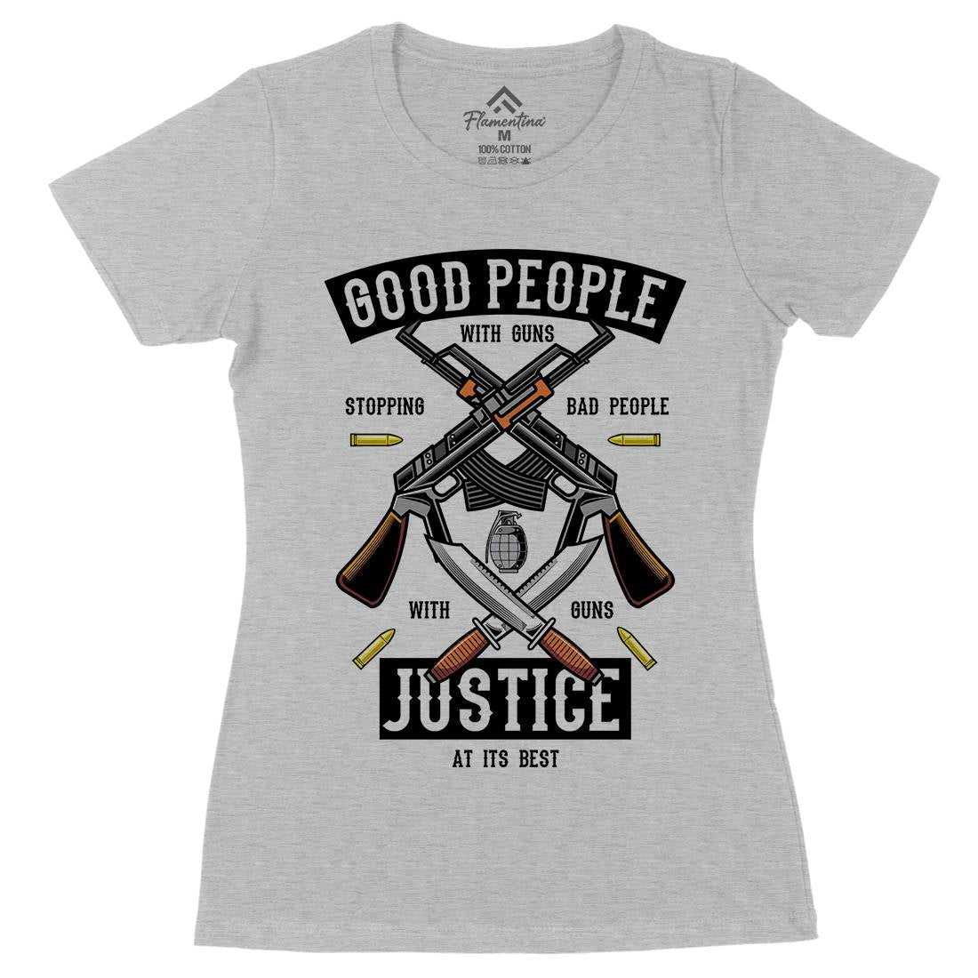 Good People With Guns Womens Organic Crew Neck T-Shirt American C367
