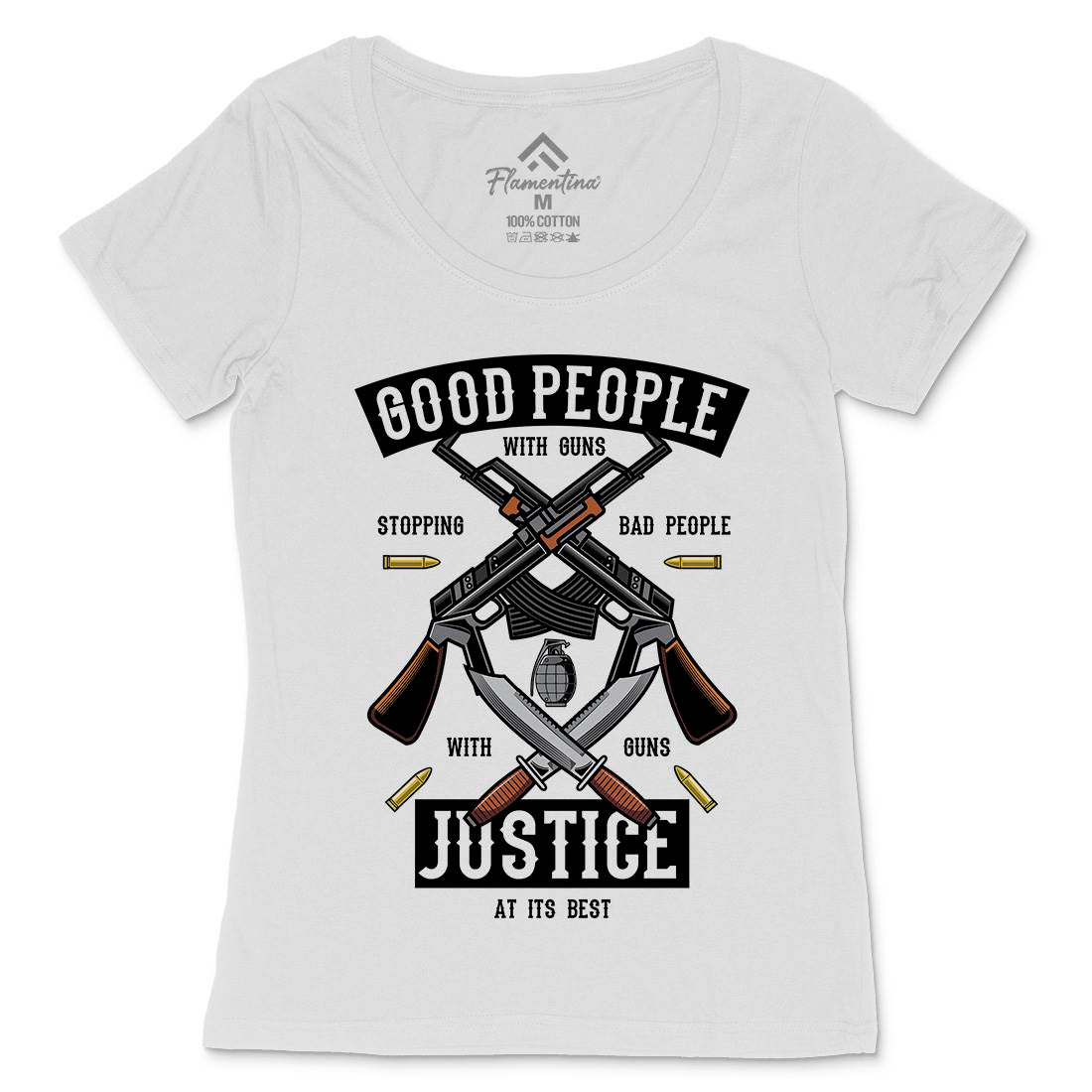 Good People With Guns Womens Scoop Neck T-Shirt American C367