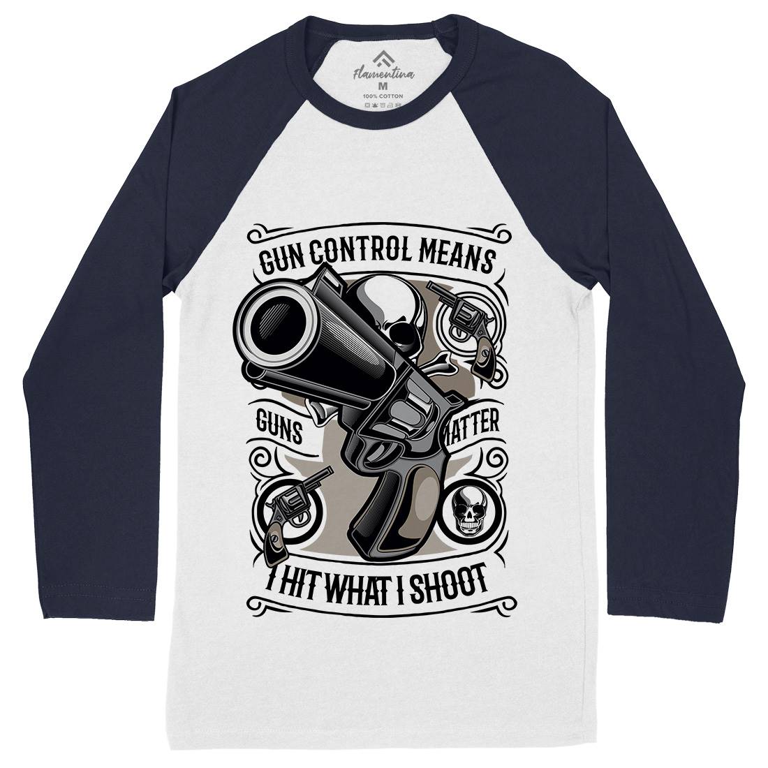 Gun Control Mens Long Sleeve Baseball T-Shirt American C369