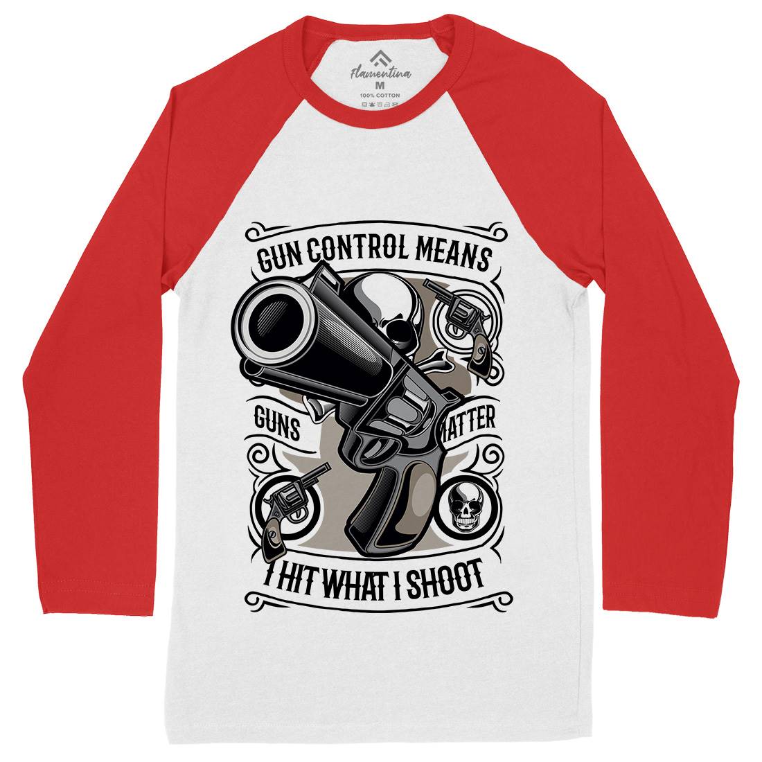 Gun Control Mens Long Sleeve Baseball T-Shirt American C369