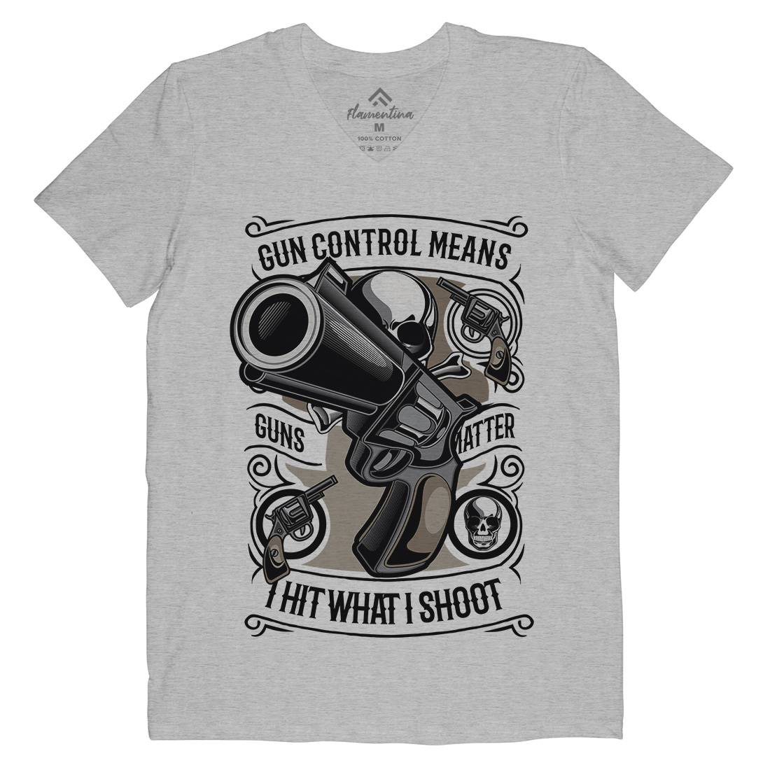 Gun Control Mens Organic V-Neck T-Shirt American C369