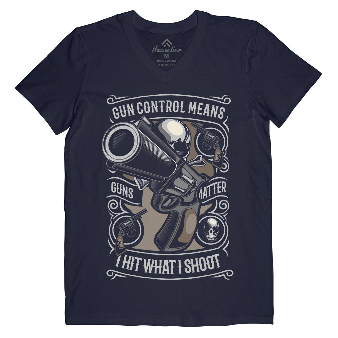 Gun Control Mens Organic V-Neck T-Shirt American C369